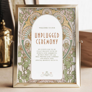 Bougainvillea Unplugged Ceremony Sign Art Nouveau