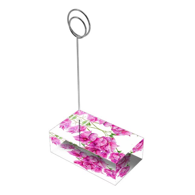 Bougainvillea watercolor art table numbers stand (Corner)