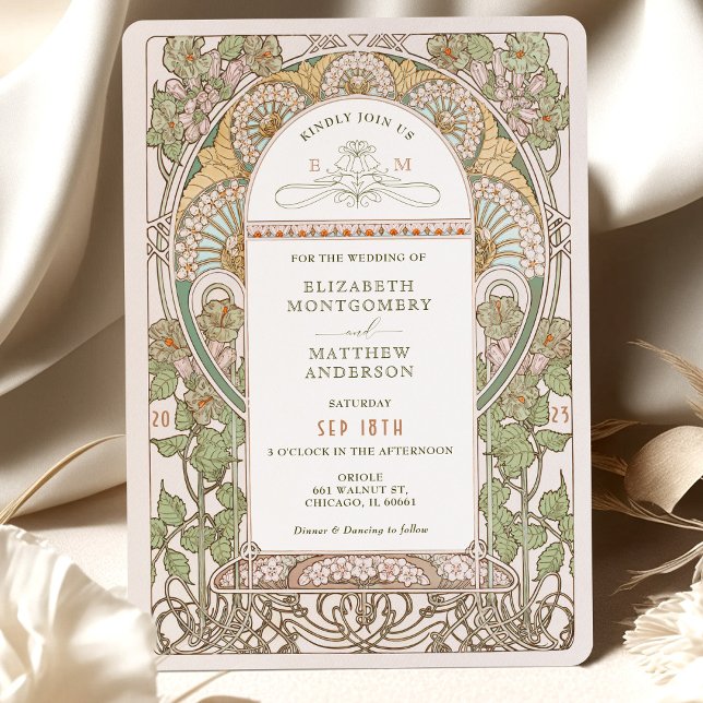 Bougainvillea Wedding Invitations Art Nouveau (Creator Uploaded)