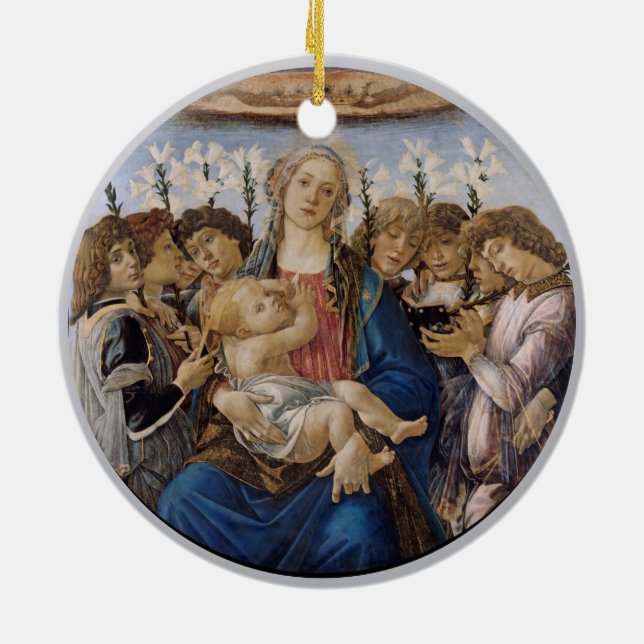 Bougereau and Botticelli Mary Jesus and Angels Ceramic Ornament (Back)