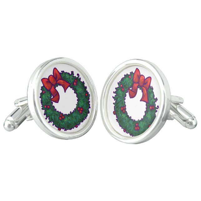 Boughs of Holly Cufflinks (Angled)
