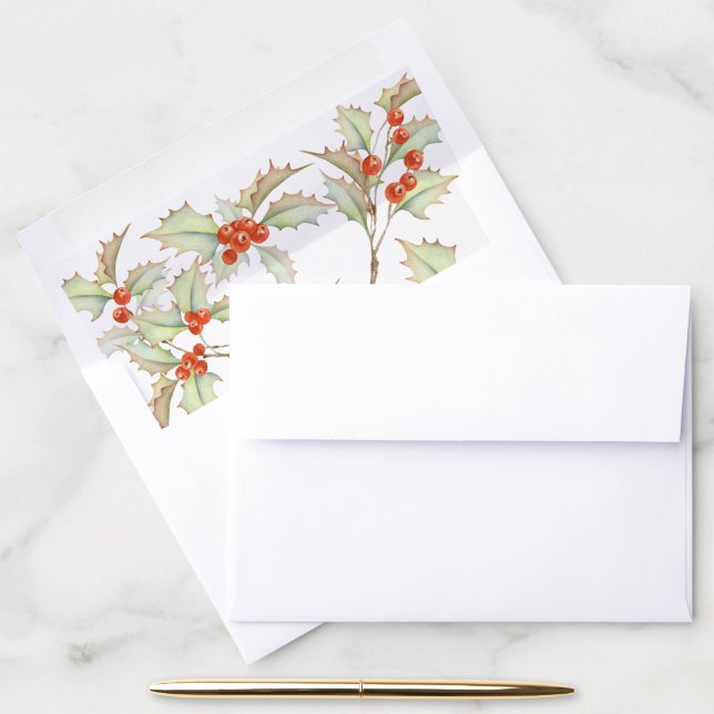 Boughs Of Holly Envelope Liner (Desk)