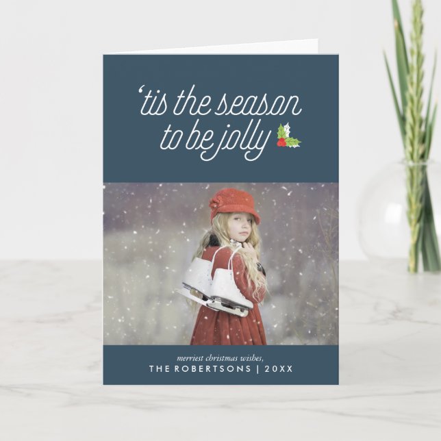 Boughs of Holly Festive Christmas Holiday Card (Front)