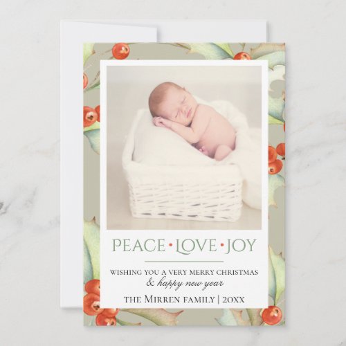 Boughs Of Holly Flat Holiday Photo Card