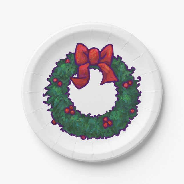 Boughs of Holly Paper Plates (Front)