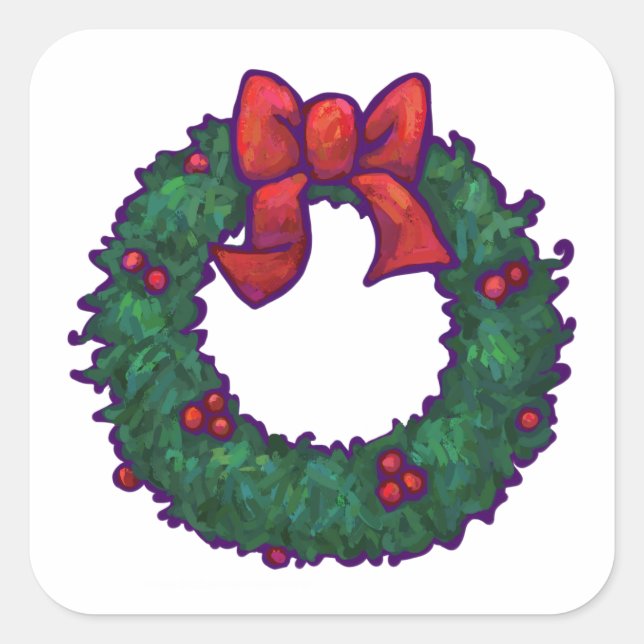 Boughs of Holly Square Sticker (Front)