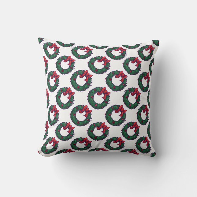 Boughs of Holly Throw Pillow (Front)