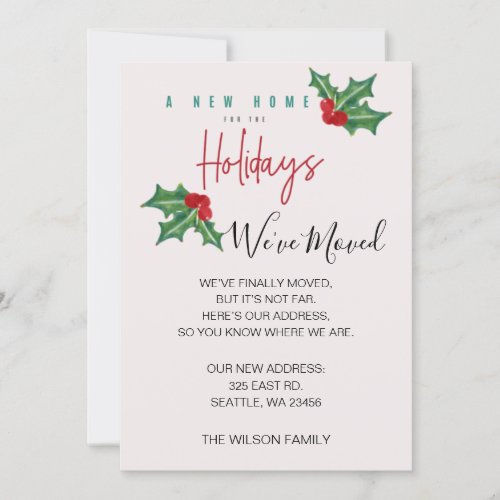 Boughs of Holly Weve Moved Holiday Announcement