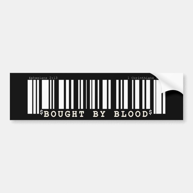 Bought by blood Christan bar code bumper sticker (Front)