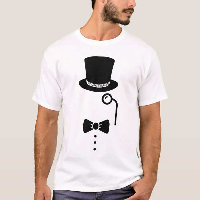 "Bougie Bastard" top hat, monocle & bowtie ironic (Front)