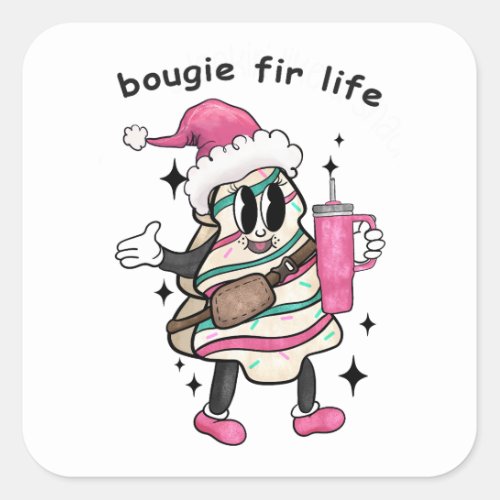 Bougie Fir Life Boujee Christmas Tree Xmas Gift Square Sticker