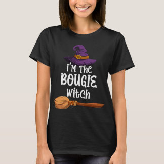 Bougie Witch Funny Halloween Costume Hat & Broom T-Shirt
