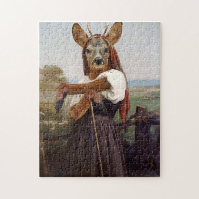 Bouguereau Deer Shepherdess Jigsaw Puzzle (Vertical)