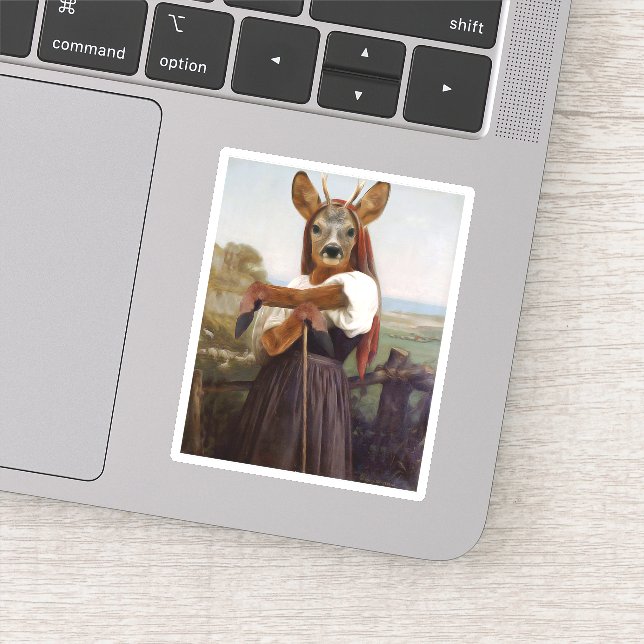 Bouguereau Deer Shepherdess Sticker (Detail)