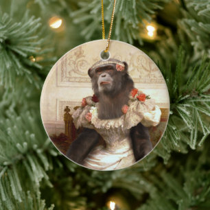 Bouguereau Gown de Chimp Cambaceres Ceramic Ornament