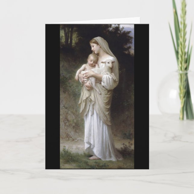 Bouguereau Innocence Lady Child Lamb Card (Front)