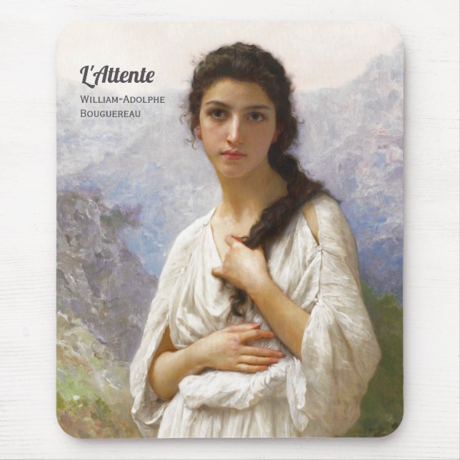 Bouguereau L'Attente 1901 Lovely young woman Mouse Pad (Front)