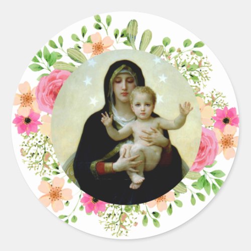 Bouguereau Madonna and Child Classic Round Sticker