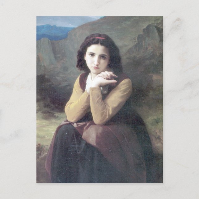 Bouguereau - Mignon Pensive Postcard (Front)