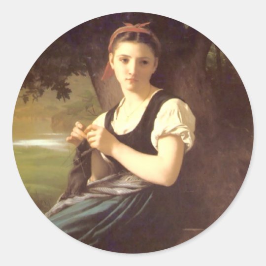 Bouguereau - Tricoteuse Classic Round Sticker