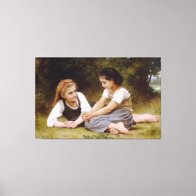Bouguereau's 1882 The Nut Gatherers  Les noisettes Canvas Print (Front)