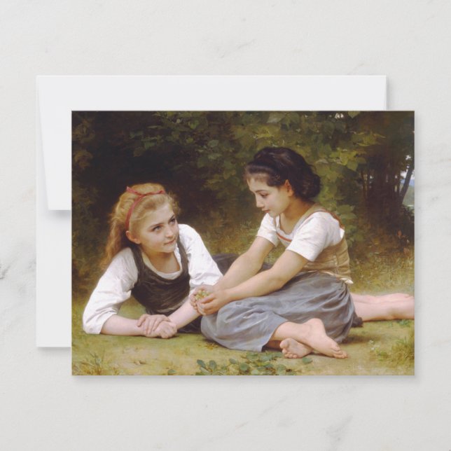 Bouguereau's 1882 The Nut Gatherers  Les noisettes Invitation (Front)