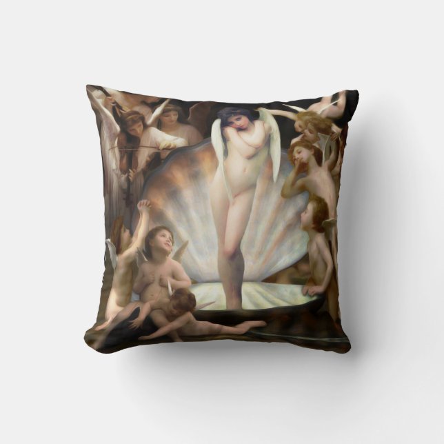 Bouguereau's Angels Surround Cupid Throw Pillow (Front)