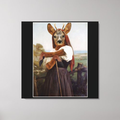 Bouguereaus Dearest Deer Shepherdess Canvas Print