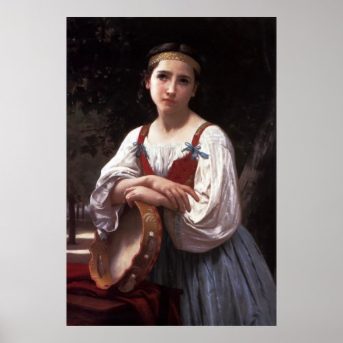 Bouguereaus Gypsy Girl with a Basque Drum 1867 Poster