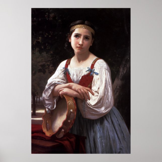 Bouguereau's Gypsy Girl with a Basque Drum (1867) Poster (Front)