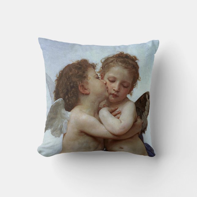 Bouguereau's L'Amour et Psyche, enfants (Cupid) Throw Pillow (Front)
