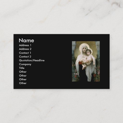 Customizable Bouguereau's The Madonna of the Roses (1903) Business Card Templates