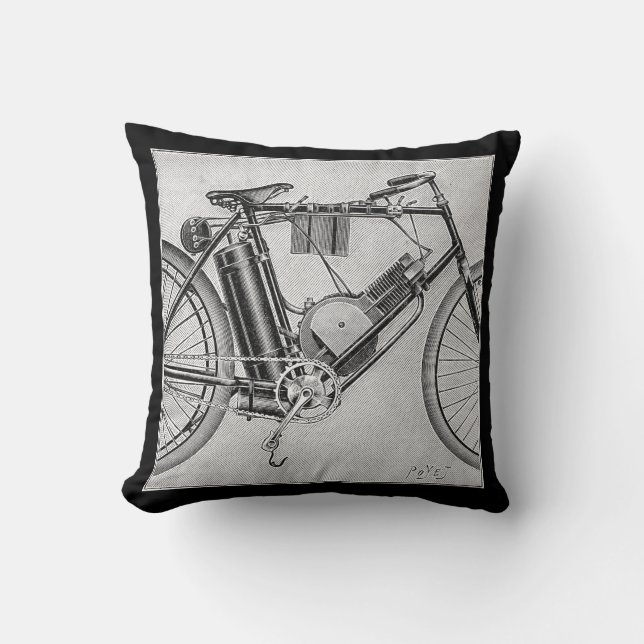 Bouilly Motorcycle, 1895 Throw Pillow (Front)