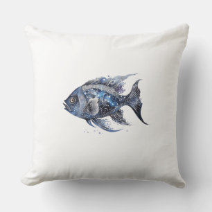 Boujee Black Fish Large Throw Pillow