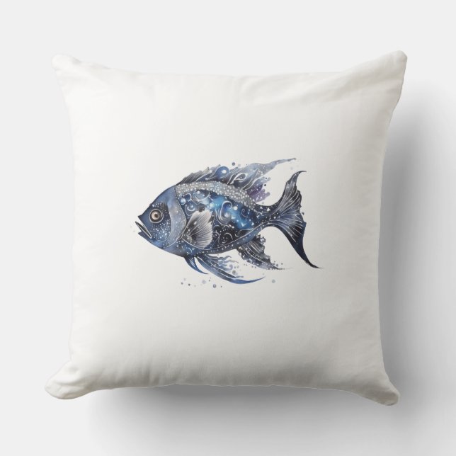 Boujee Black Fish Large Throw Pillow (Front)