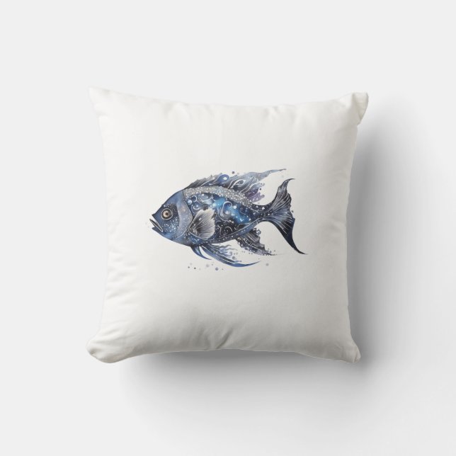 Boujee Black Fish Small Throw Pillow (Front)