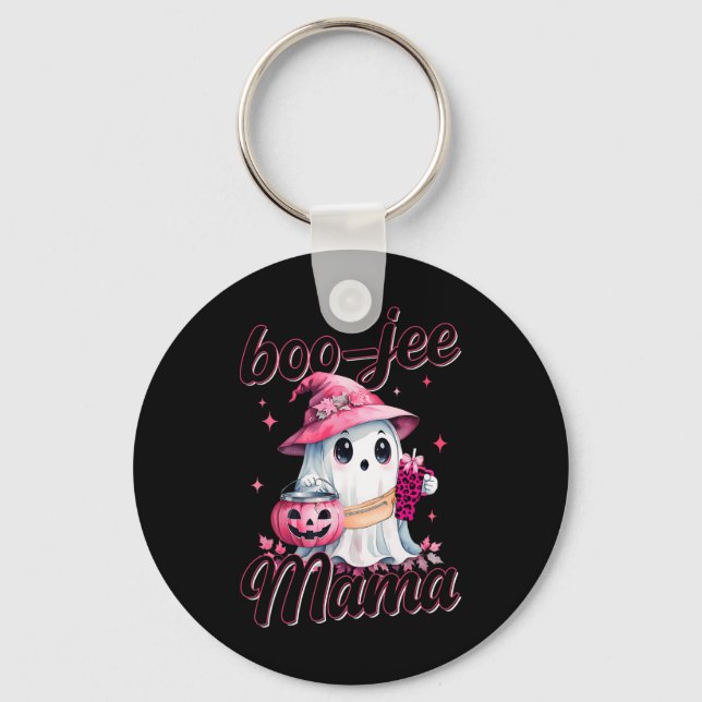 Boujee Boo Jee Spooky Ghost Pink Halloween Pumpkin Keychain (Front)