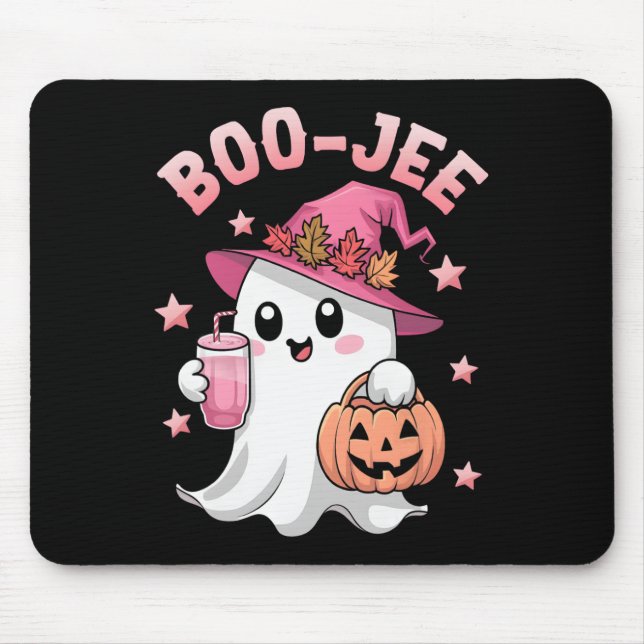 Boujee Boo Jee Spooky Ghost Pink Halloween Pumpkin Mouse Pad (Front)