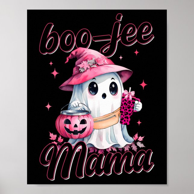 Boujee Boo Jee Spooky Ghost Pink Halloween Pumpkin Poster (Front)