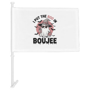 Boujee Ghost Halloween Vintage Engraving Design_1 Car Flag