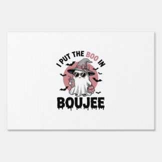 Boujee Ghost Halloween Vintage Engraving Design_1 Sign