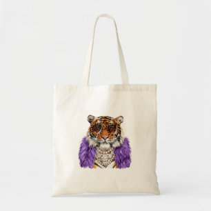 Boujee Tiger Leopard Sungles Funny Animal Preppy Tote Bag