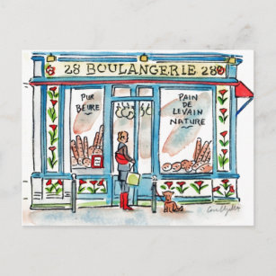 BOULANGERIE 28 Paris watercolor Postcard