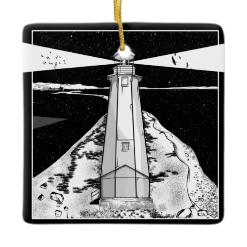 Boulder Bank Lighthouse Ceramic Ornament