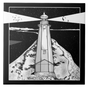 Boulder Bank Lighthouse Ceramic Tile