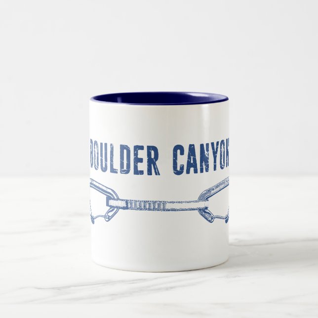 Boulder Canyon Colorado Climbing Quickdraw Two-Tone Coffee Mug (Center)