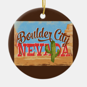 Boulder City Nevada Cartoon Desert Vintage Travel Ceramic Ornament