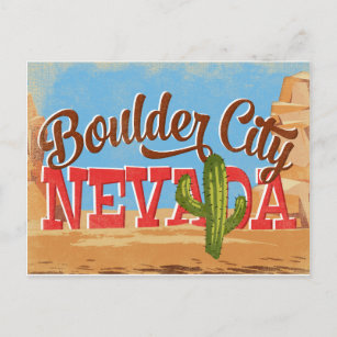Boulder City Nevada Cartoon Desert Vintage Travel Postcard