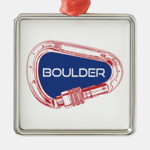 Boulder Colorado Climbing Carabiner Metal Ornament
