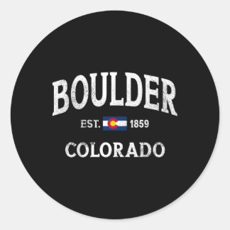 Boulder Colorado Co Flag Athletic Throwback Classic Round Sticker